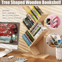 35 layers tree shaped bookshelf desk study bookcase multi grid storage shelf wooden creative study bookcase furniture decor