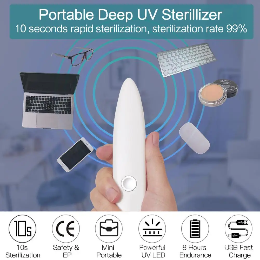 UVC фиолетовый стерилизатор бытовой портативный ручной дезинфектор USB
