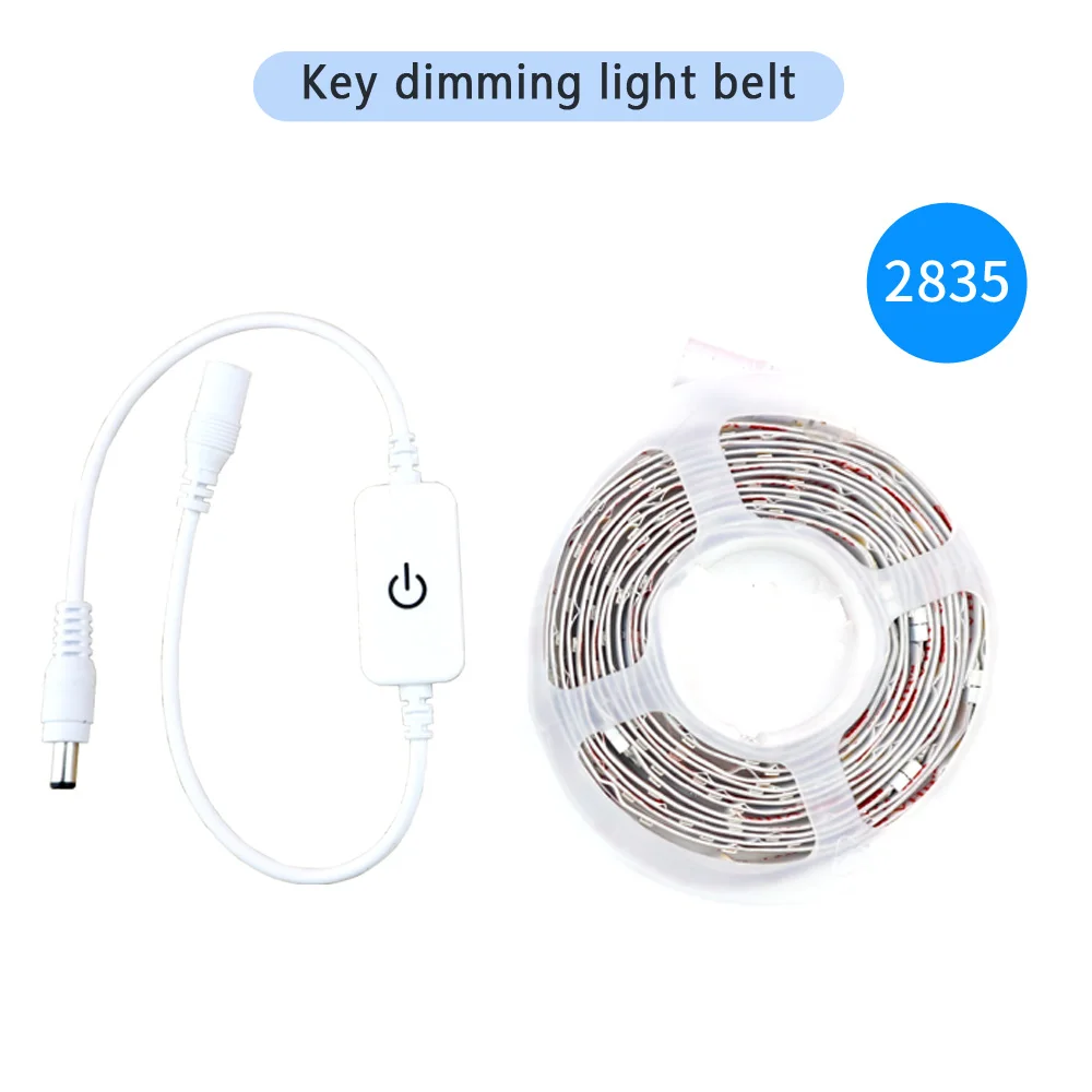 

Светодиодная декоративная лента SMD2835, LED лампа с сенсорным диммером для декора ТВ, компьютера, кемпинга, кабинета, 5 м, 12 В постоянного тока