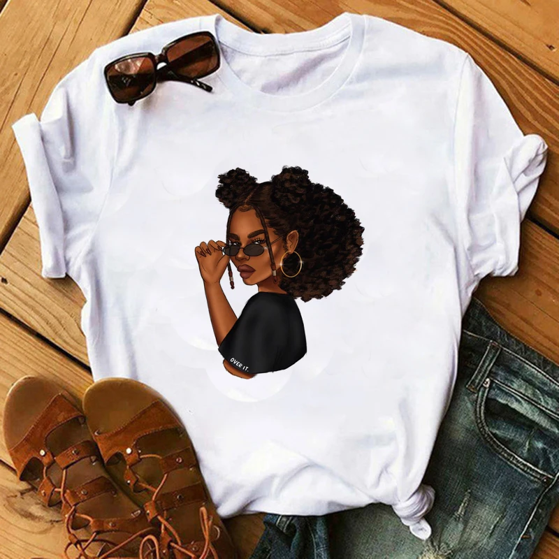 

90s Harajuku T-shirts for Women Summer Hip Hop T Shirt Tee Shirt Femme Vogue Tops Cool Melanin Black Girl Print Female T-shirt