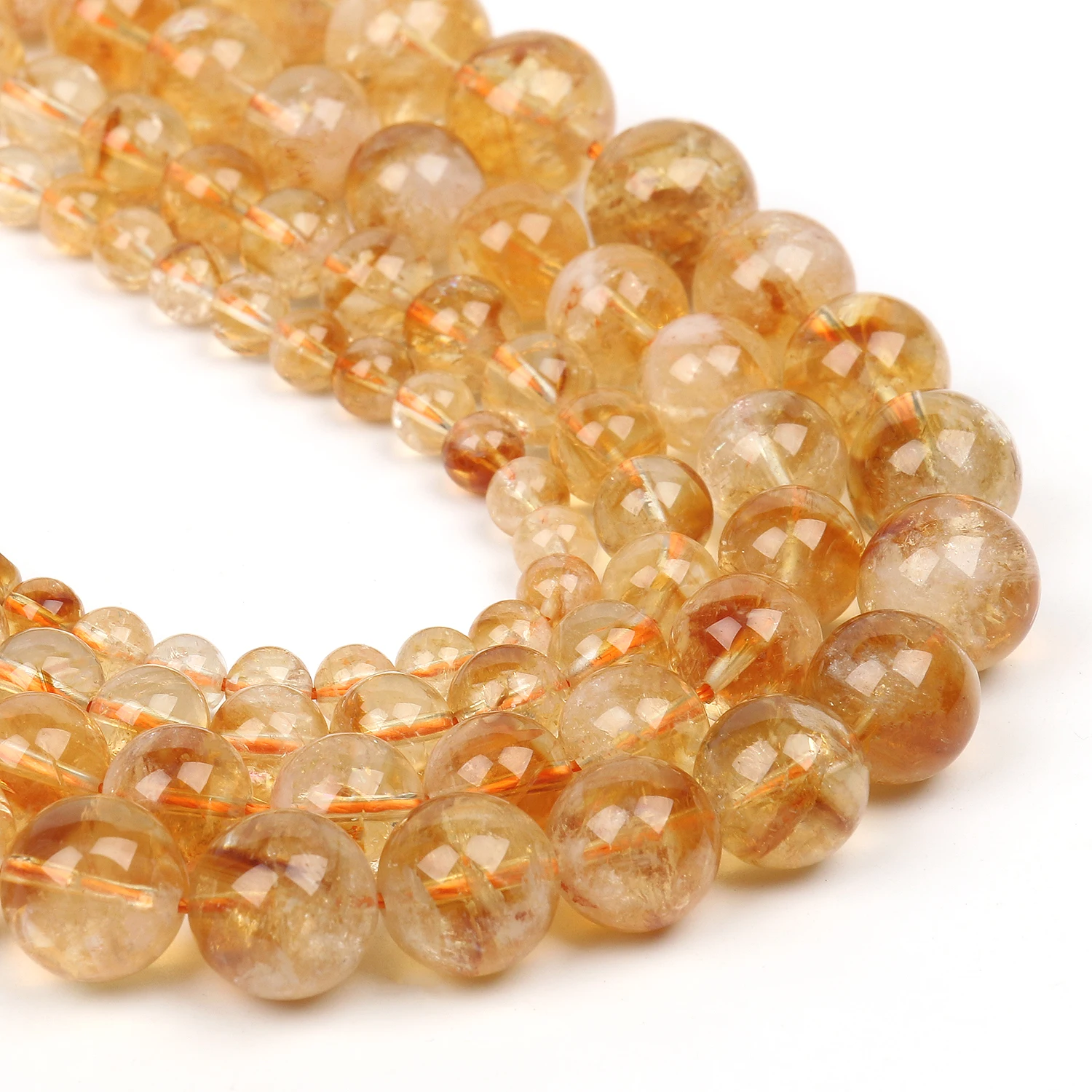 Круглые Бусины Из Натурального цитрина AA для изготовления ювелирных изделий