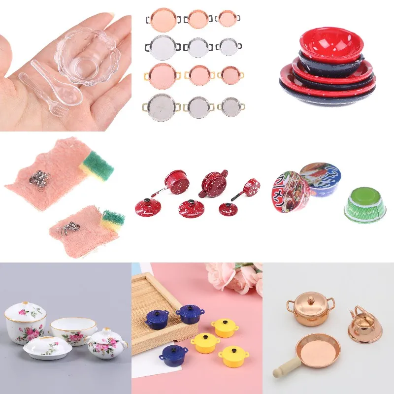 

3 шт., миниатюрный Металлический горшок для кукольного домика