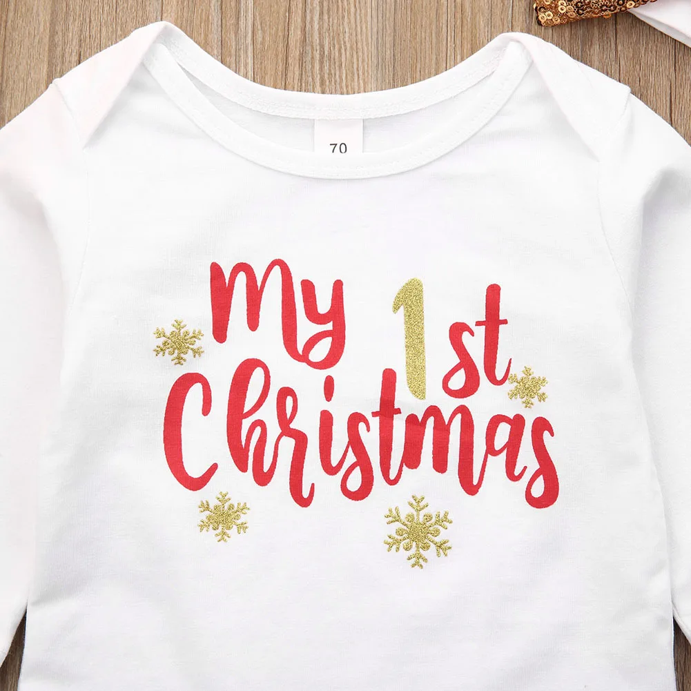 

Newborn Baby Boy Girl 0-24M First Christmas Clothes Romper Pants Xmas Outfits 3PCS