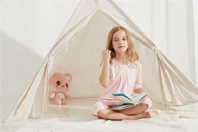 

manufacturers children solid color bedding sleepwear pajama sets for girls kids