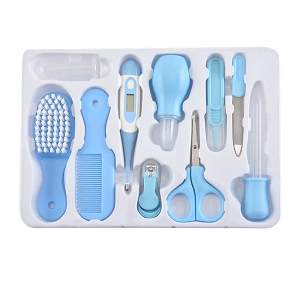 

10Pcs/Set Baby Kids Nail Hair Health Care Thermometer Nose Cleaner Toothbrush Safety Tools Newborn Grooming Brush Kit Baby Care