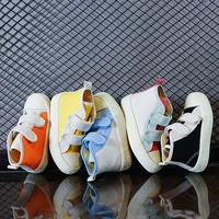 children canvas shoes 2022 high top magic stickers fashion casual color matching boys and girls shoes casual flats all match