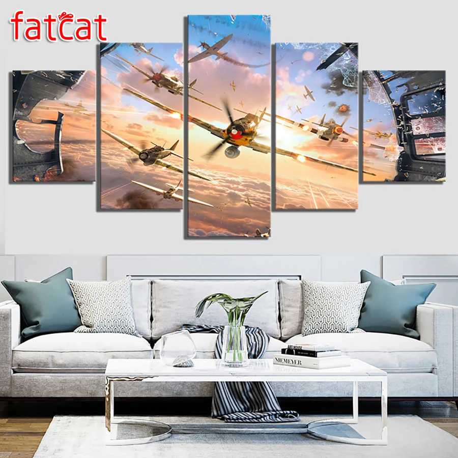 

FATCAT Fighter 5 шт. Diy Алмазная картина полностью квадратная круглая дрель Алмазная вышивка Продажа Рукоделие украшение для дома AE2042