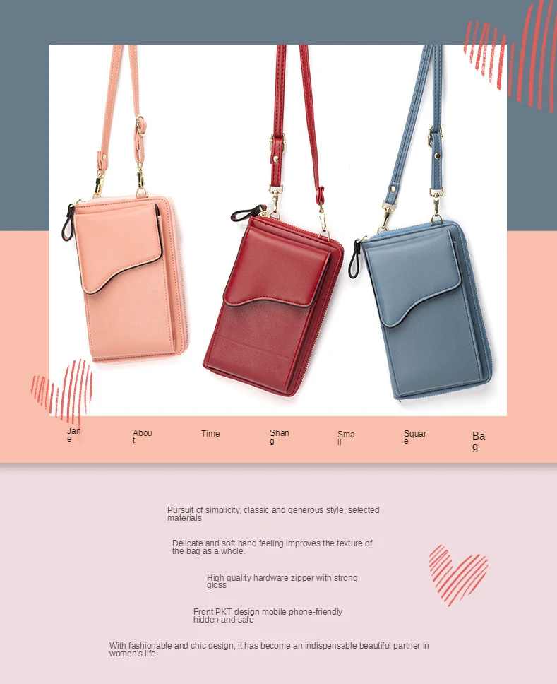 

2021 Large Capacity Messenger Bag Mini Vertical Multi-Card Mobile Phone Bag Ladies All-match Fashion Shoulder Bag