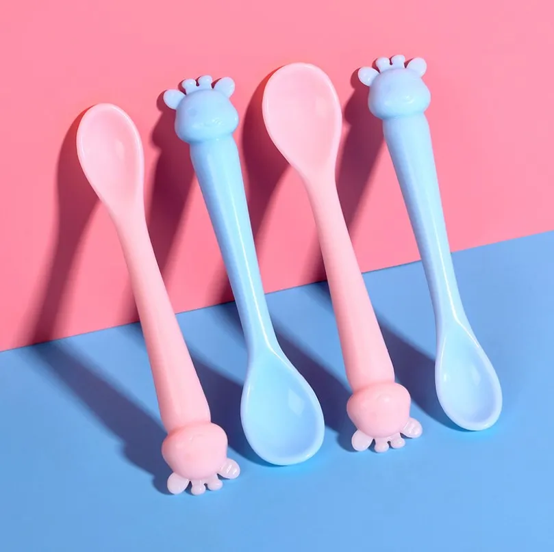 

Factory direct sale baby silicone spoon deer shape cartoon spoon baby place tableware soup spoon training spoon