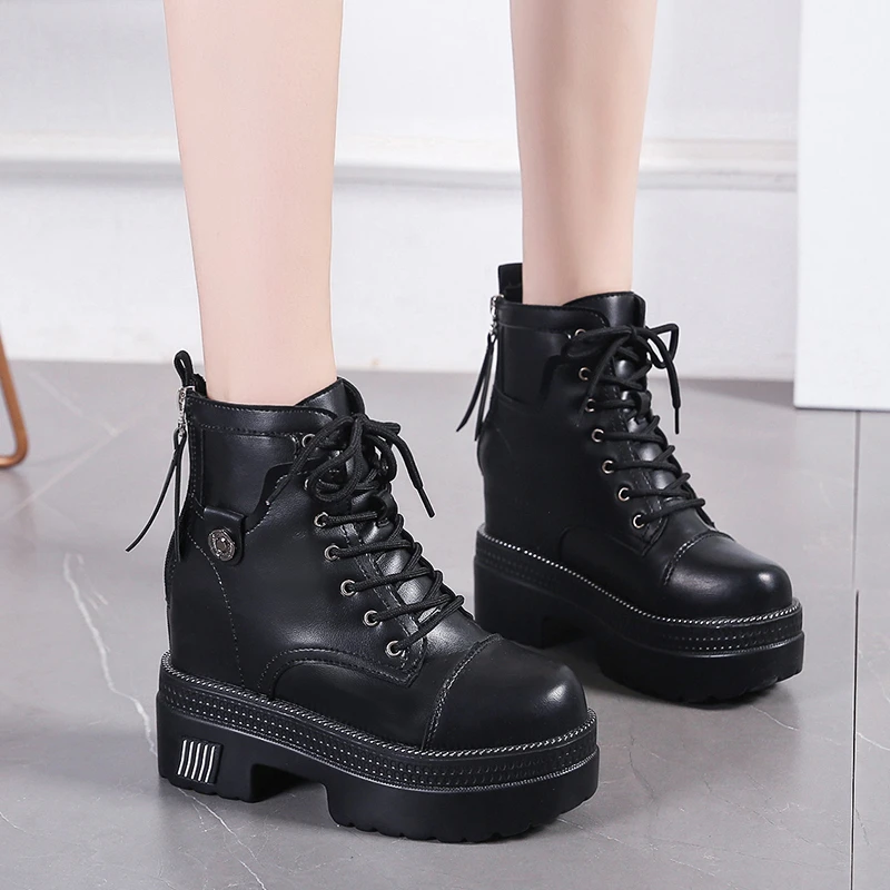 

Женские ботильоны на высоком каблуке 10 см, на шнуровке