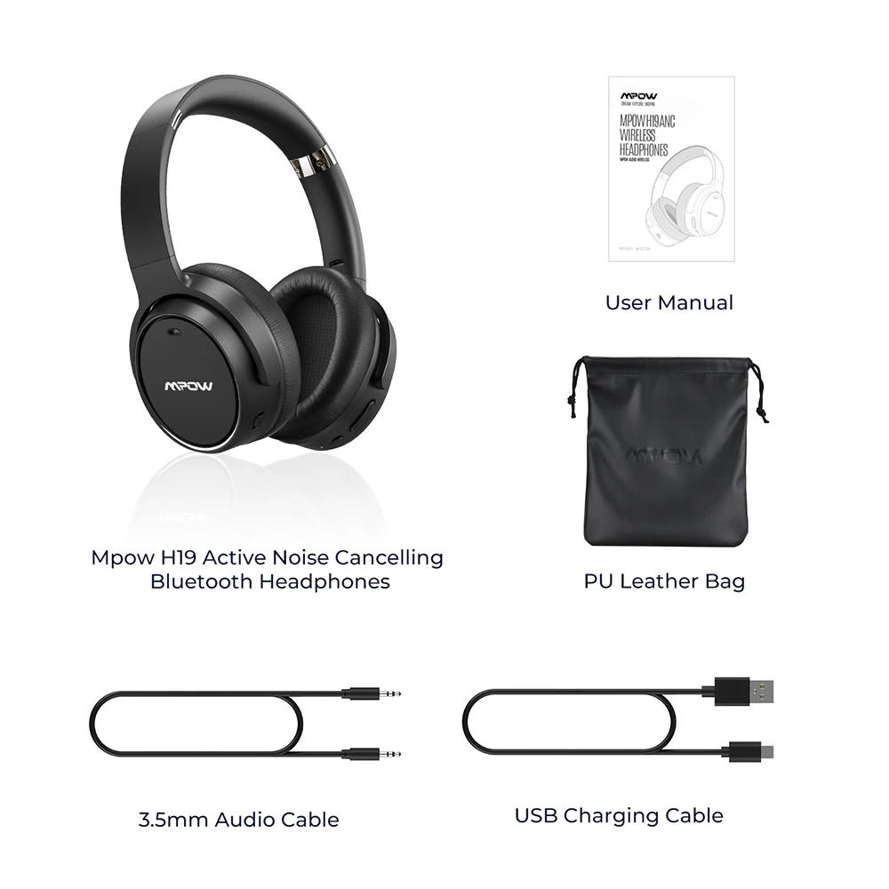 Беспроводные наушники Mpow H19 ANC Bluetooth 5 0 время воспроизведения 30 часов активное