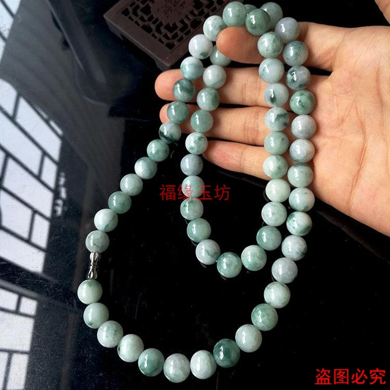 Natural Myanmar A green jade necklace real 10mm beads necklaces jadeite jade jewelry  men necklace christmas jewelry