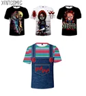 Новинка, распродажа, Детская футболка, популярная Повседневная модная футболка в стиле Харадзюку С 3D принтом, футболка для мальчиков и девочек на Хэллоуин, футболка, топ, детская одежда