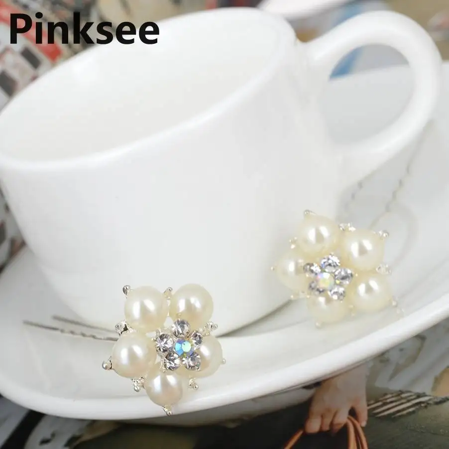 20/40 шт. Свадебный ободок с жемчужинами Шпильки цветок заколка для волос с кристаллами Заколки для волос невесты ювелирные изделия аксессуары Прямая поставка