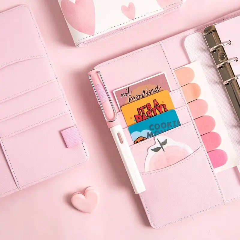 MINKYS Cute Pink Series PU Cover A6 Loose-leaf Diary Notebook Journal Daliy Planner Book Birthday Gift School Stationery | Канцтовары
