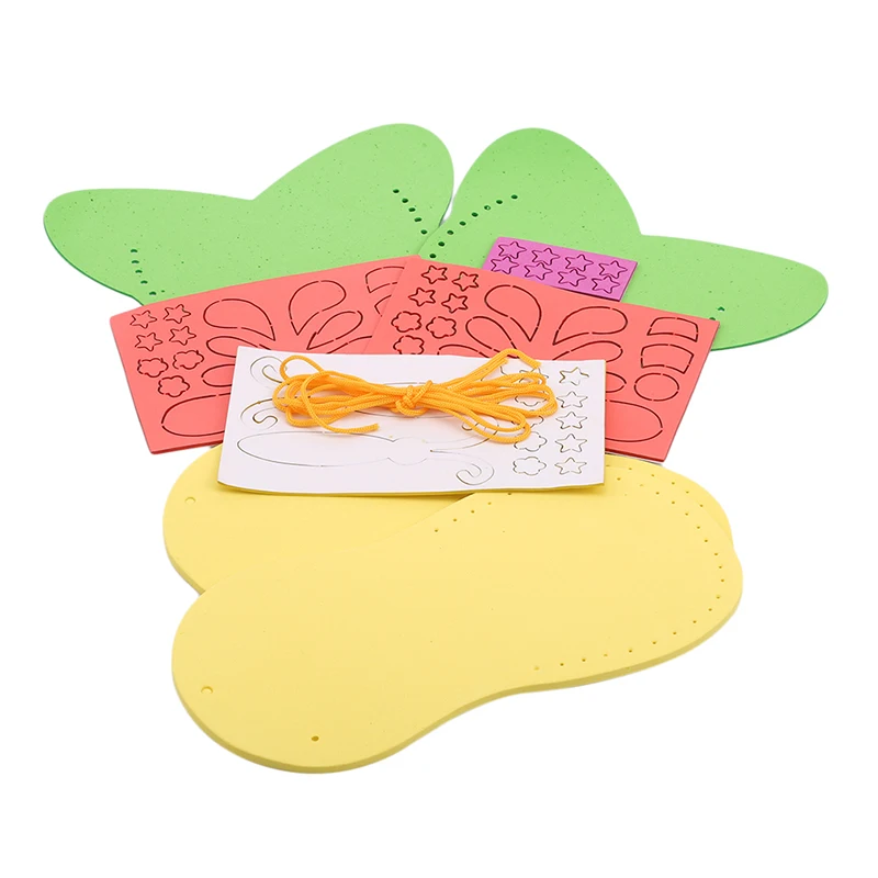 

DIY Kids Craft Toys Handmade Cartoon Slippers Sewing Kit Kindergarten Montessori Educational Toys For Children Felt Shoes