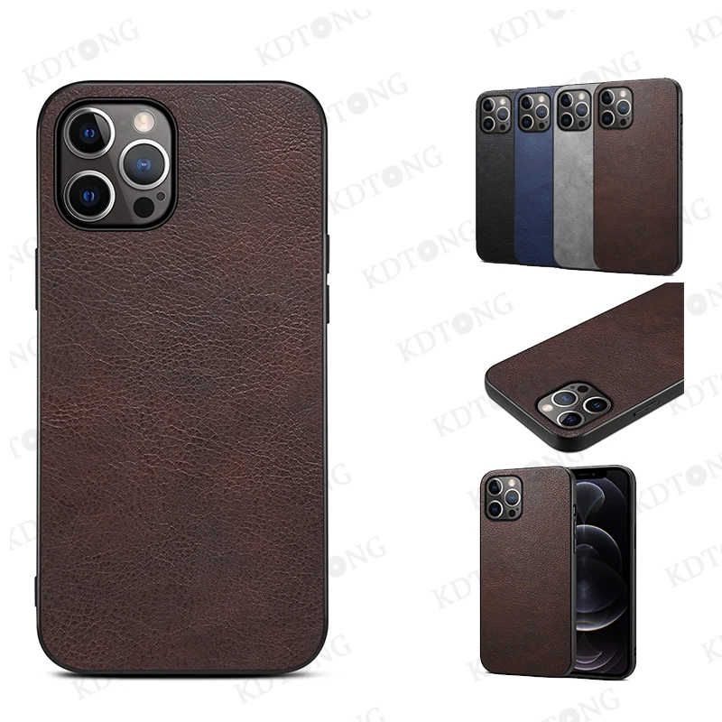 

Business Luxury Matte Frosted Leather Case For iPhone 12 11 Mini Xs Pro Max Xr X Pure Color Retro Anti Fall Couple Phone Cases