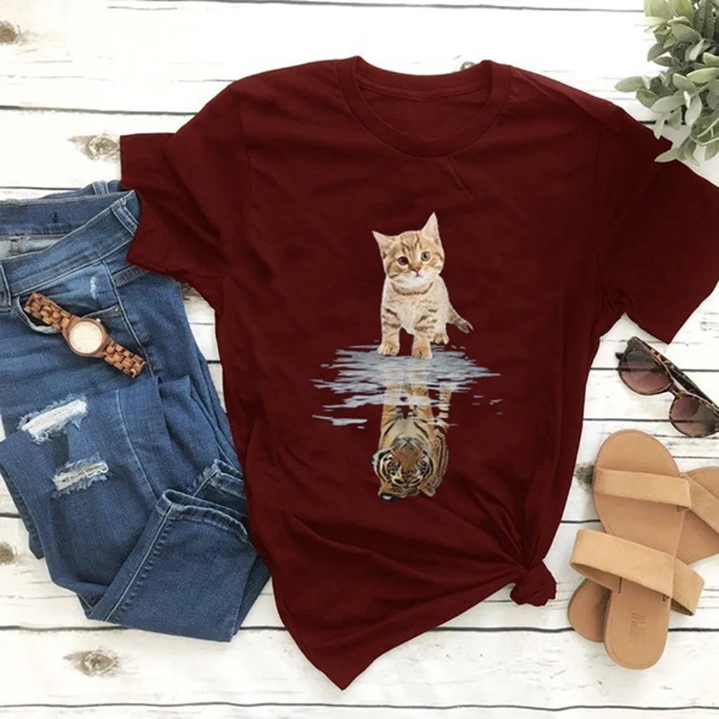 

Fashion Blouse Women New Summer Loose Plus Size Casual Short Sleeve 3D Printed O-Neck Tops Tee Shirt Blouse