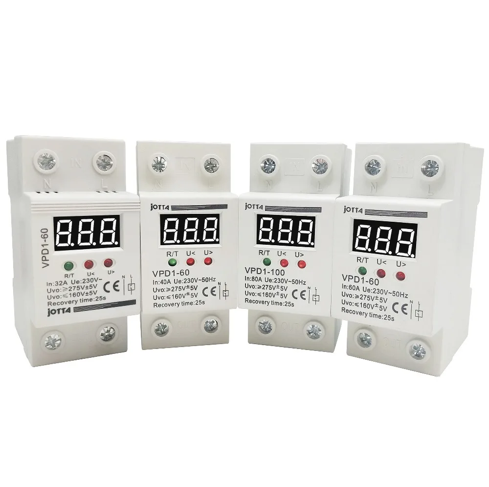 40A 220V автоматическое переподключение от перенапряжения и защиты от перенапряжения защитное устройство реле с вольтметром монитор напряжения