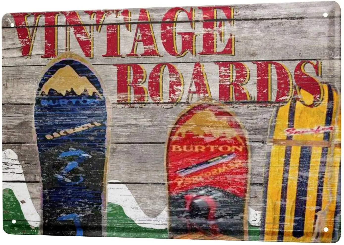 

SINCE 2004 Nostalgic Tin Sign Metal Plate Decorative Sign Home Decor Plaques Wall Plate Snowboards Vintage Mountains