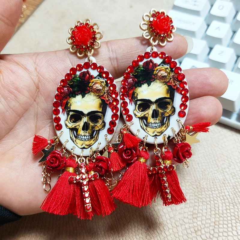 E1292 Red Oorbellen серьги с кисточками для Для женщин женские массивные серьги Модные украшения Для женщин длинные Винтаж богемные серьги-капли в подарок уха - Окраска металла: E1292 Red