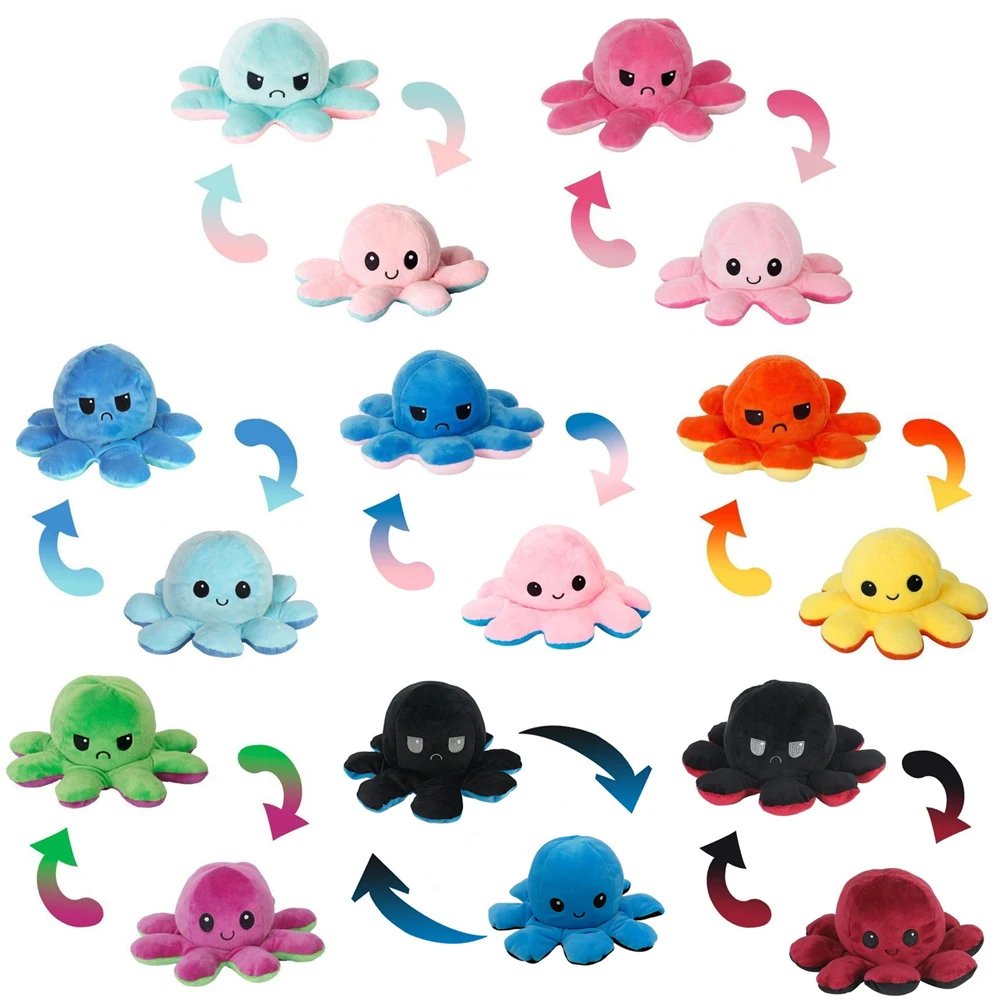 

11pcs Emotion Ornaments Kids pulpo Birthday Toy supplies Party Octopu Peluches Reverse Flip Toys Fashion New Octopus Set Pack