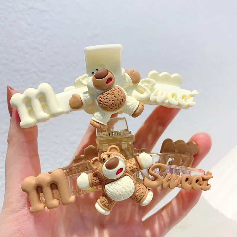 

New Cute Girls Hair Claw Animal Cartoon Acrylic Hairpins Hair Accessories Chocolate Hair Clips Headband Fashion Girl Ornaments