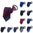 Новые мужские галстуки 46x7 см, формальное платье, Шелковый модный галстук на молнии, галстук в полоску, цветочный узор Пейсли