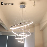 modern led chandeliers circle rings for living room dinning room bedroom acrylic hanging chandelier lamps home lighting ac110v