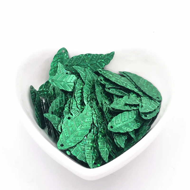 100 шт./пакет 10*29 мм лазерные пайетки в форме листа ПВХ для шитья свадебного ремесла