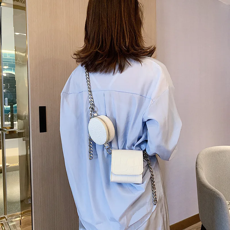 

New Fashion Women Summer Bags Luxury Designer 2 in 1 Thick Chain Crossbody Bag Crocodile Pattern Female Shoulder Handbag 2021
