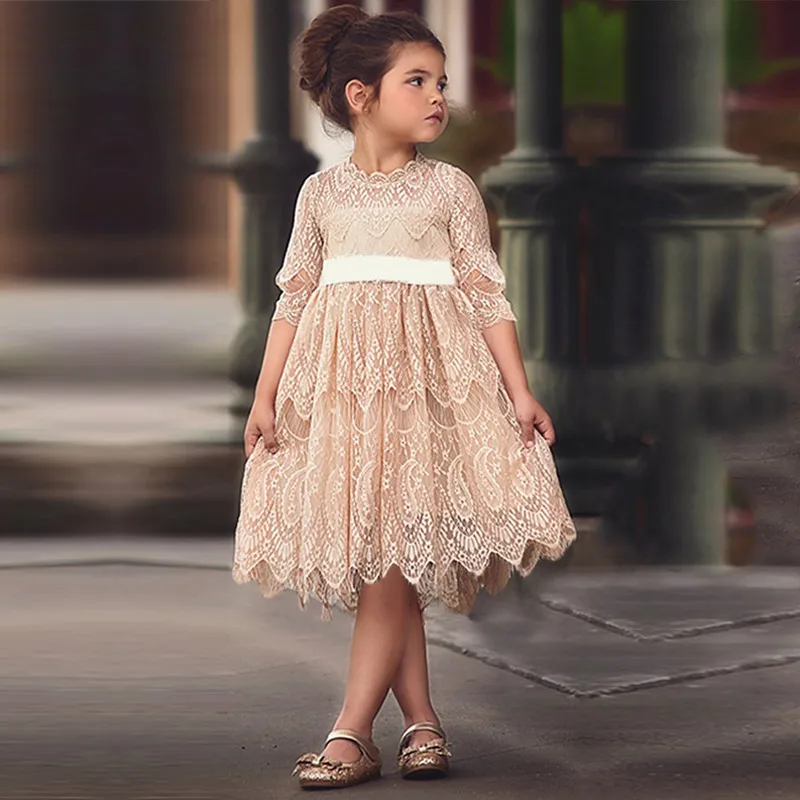 Lace Winter Girl Dress Kids Baby Girls Casual Dresses Children's Clothing Vestidos Infantis Children 2 3 4 5 6 Years | Детская