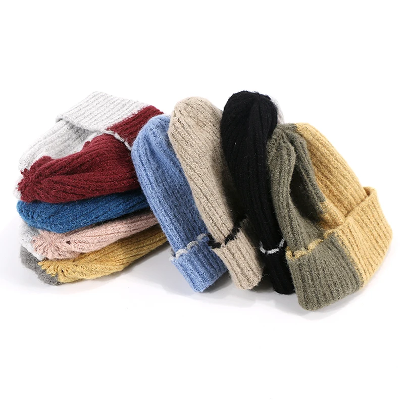 New Winter Knitted Hat For Men And Women Color Patchwork Casual High Quality Unisex Elastic Outdoor Warm Skullies Beanie | Аксессуары