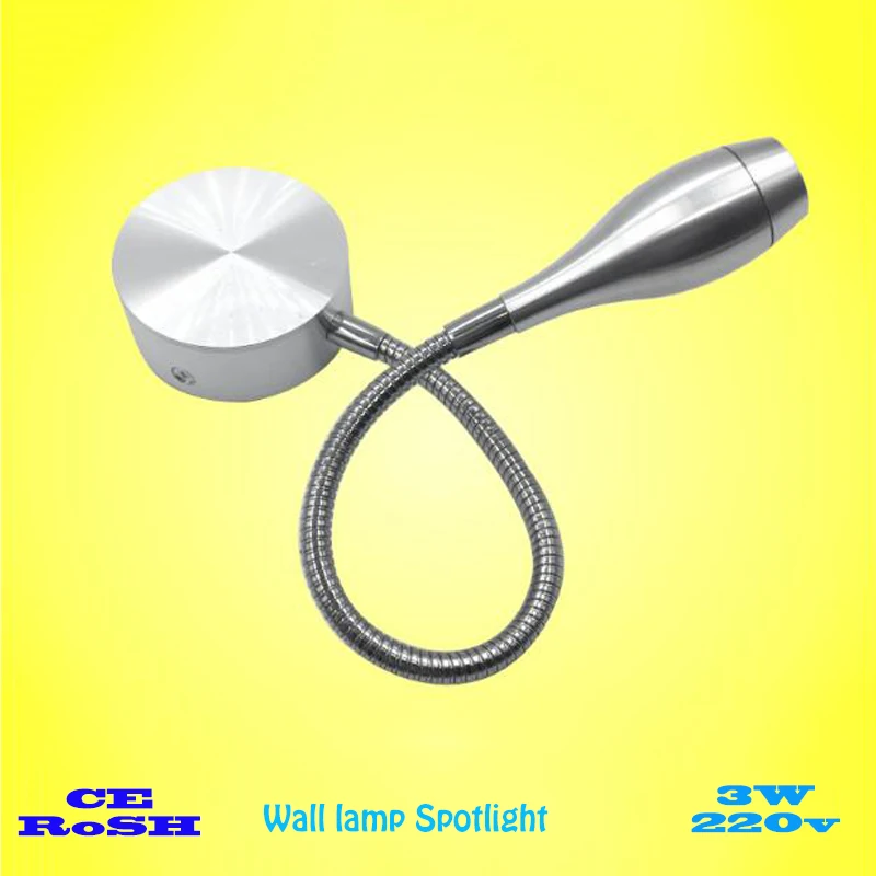 

LED Hose Silver black Bedside Lamp Reading Wall Lamps goose neck Mirror Lighting wall sconce 3W AC110V/220V