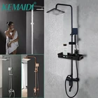 Набор для душа KEMAIDI, матовый, черный и розовый, для ванной комнаты, насадка для тропического душа, смеситель для душа смеситель для ручного душа Тропический ливень хромированная