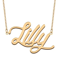 lilly name necklace for women stainless steel jewelry 18k gold plated nameplate pendant femme mother girlfriend gift