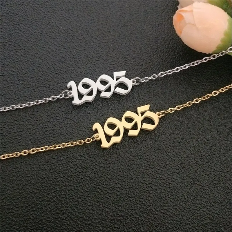 От 1991 до 2000, ножные браслеты для детей с датой рождения и цифрами в английском стиле, женский браслет BFF, ювелирные изделия, Tobilleras Pulsera Para Tobillo