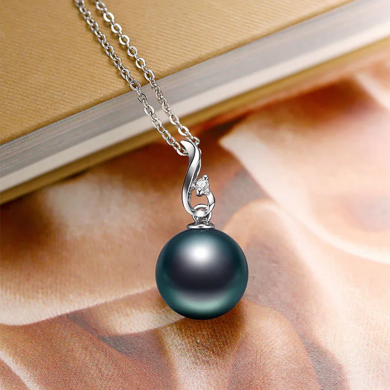 Роскошный таитянский кулон с черным жемчугом в виде черного Ангела из серебра 925