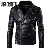 ursporttech plus size m 5xl motorcycle bomber leather jacket men autumn turn down collar slim fit male leather jacket coats