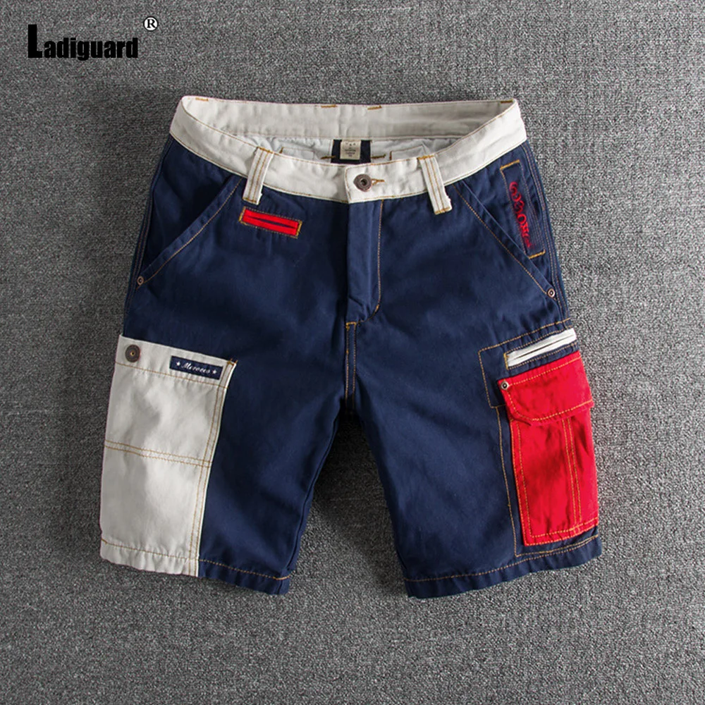 Ladiguard Plus Size Men Fashion Leisure Shorts 2021 Japan Style Zipper Pocket Shorts Male Patchwork Short Pants Homme Streetwear