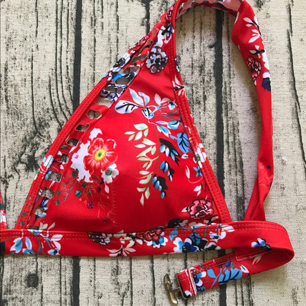 Цветочный принт сексуальный бикини набор Женский танкини бразильский купальник