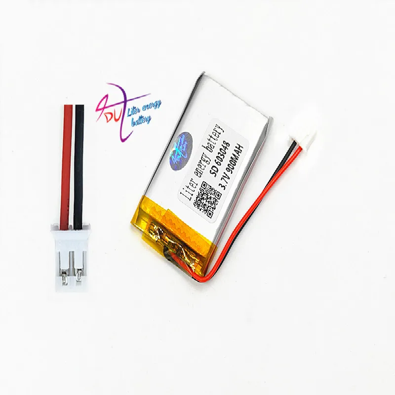 JST PH 2,0 мм 2pin 3,7 в 900 мАч LiPo литиевая полимерная аккумуляторная батарея Разъем 603048 для Mp3 gps bluetooth Камера динамик