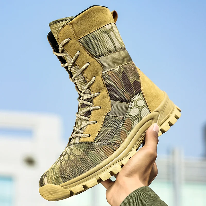 

Outdoor Boots for Men Tactical Military Winter Special Forces Desert Combat Bot Big Size Platform Man's Hiking Work Safety Shoe