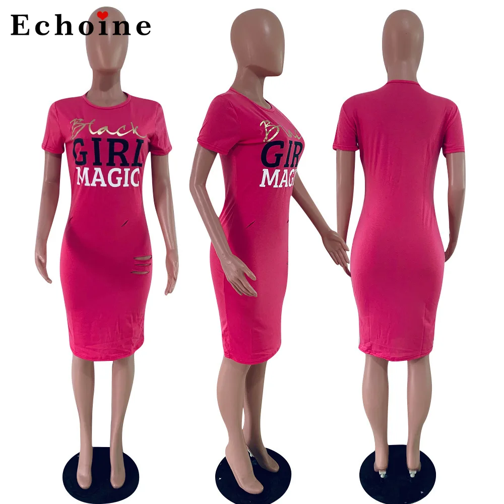 

Letter Bronze + Offset Hole Dress Women Loose Straight Round Neck Short Sleeve Streetwear Minimalist Chic Lady Homewear Vestidos