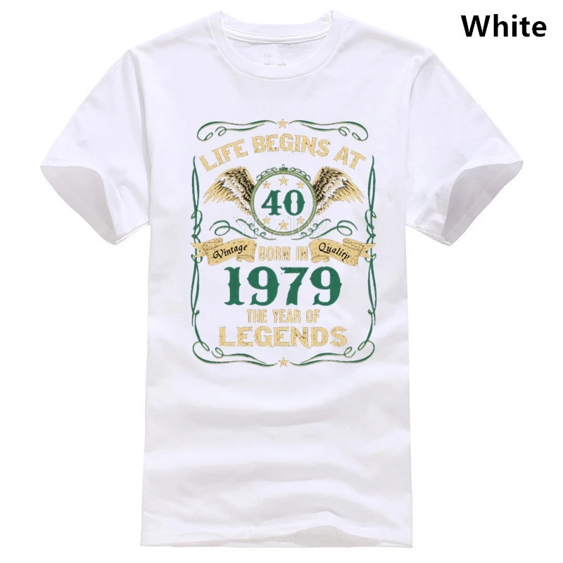 

Born In 1979 40th Birthday Gift Ideas T Shirt Create Short Sleeve Crew Neck Slim Cute Fashion Spring Autumn Novelty Shirt