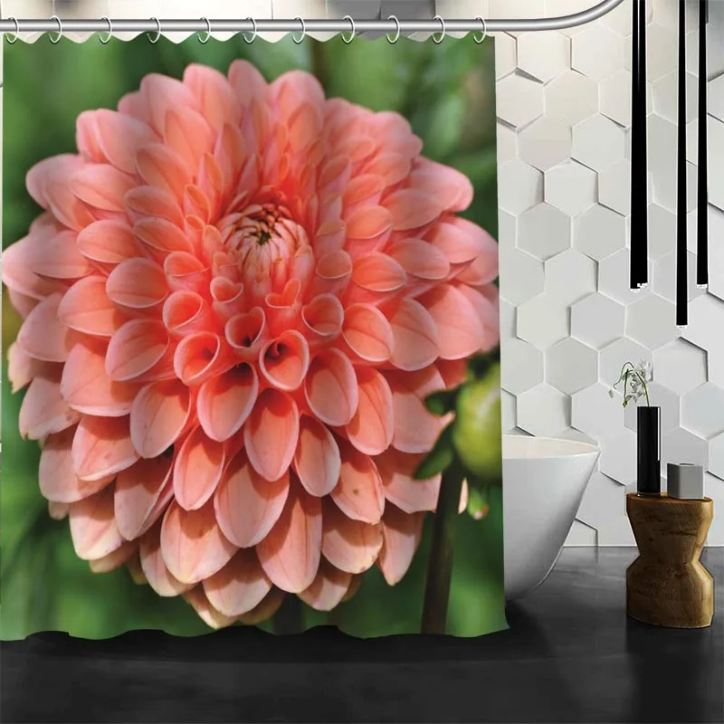 New Arrival Dahlias Flower Shower Curtain Polyester Fabric High Defintion Print Bathroom Waterproof 12 Hook Bath | Дом и сад