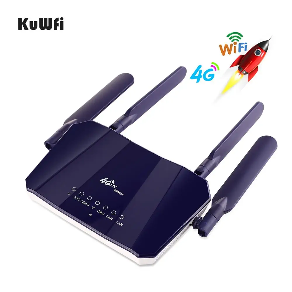 KuWFi 4G LTE CPE беспроводной маршрутизатор 300 Мбит/с внутренний роутер 4 шт. антенны с