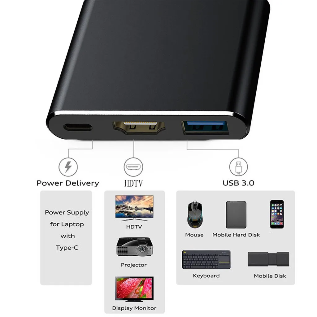 CARPRIE USB 3 1 Type C на HDMI 0 многопортовый адаптер 4K AV конвертер концентратор Поддержка