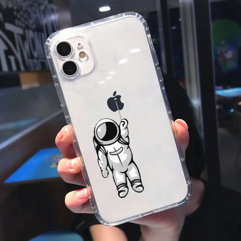 

Cute cartoon astronaut Phone Case Transparent for iPhone 11 12 mini pro XS MAX 8 7 6 6S Plus X 5S SE 2020 XR