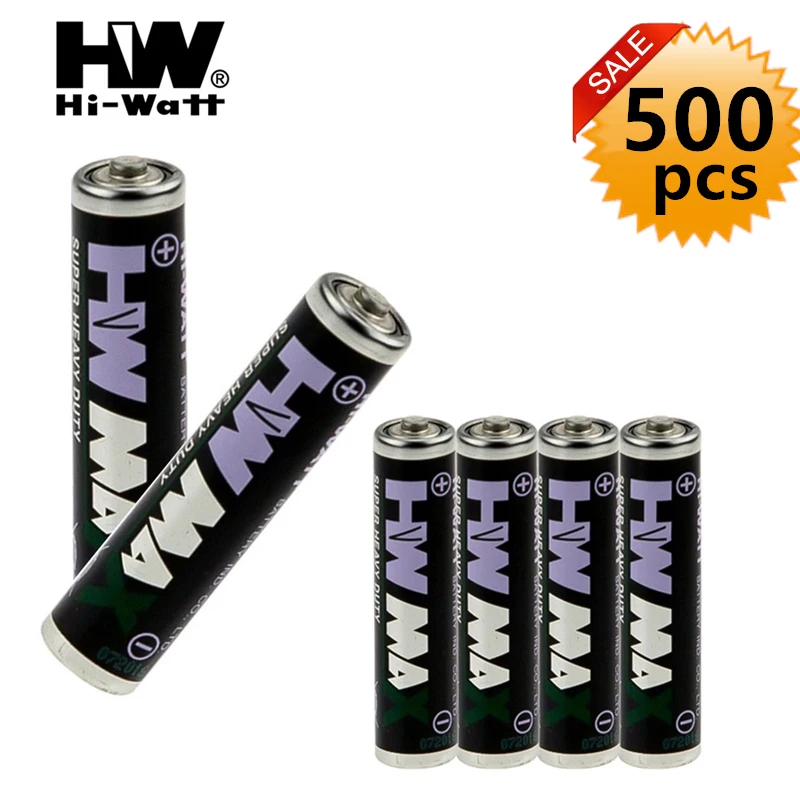 

500 шт. HW Hi-Watt AAA батареи 3A R03 UM4 MN2400 LR03 UM4 LR3 HP16 AM4 E92 824 K3A 1,5 V углеродная цинковая батарея для RC игрушки